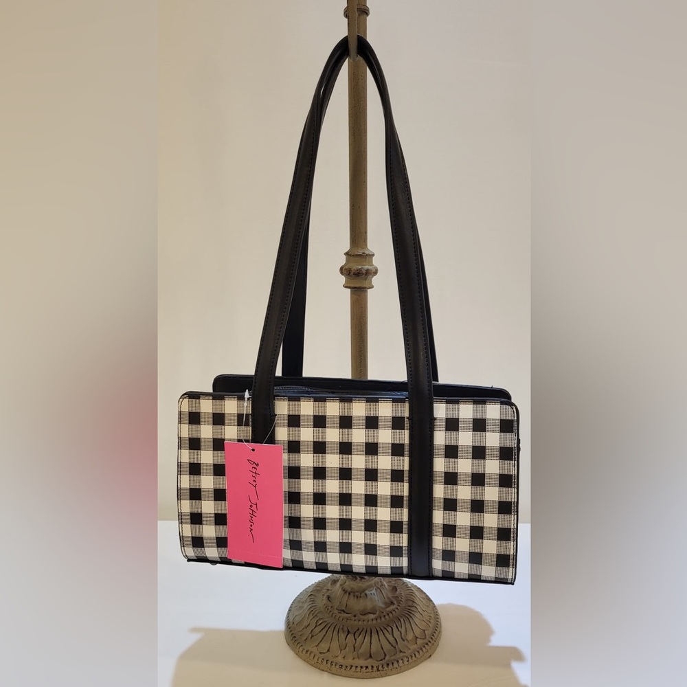 BETSY JOHNSON black and white checkered shoulder bag - Picture 5 of 5